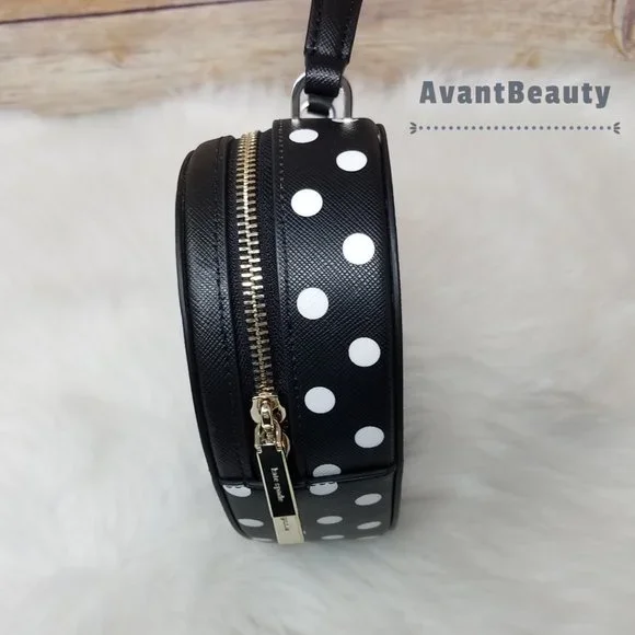 NWT Kate Spade New York Love Shack Heart Crossbody in Polka Dot Black & White